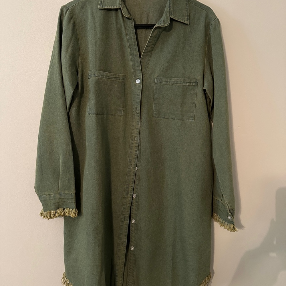 Elegant Olive Green Long Sleeve Dress